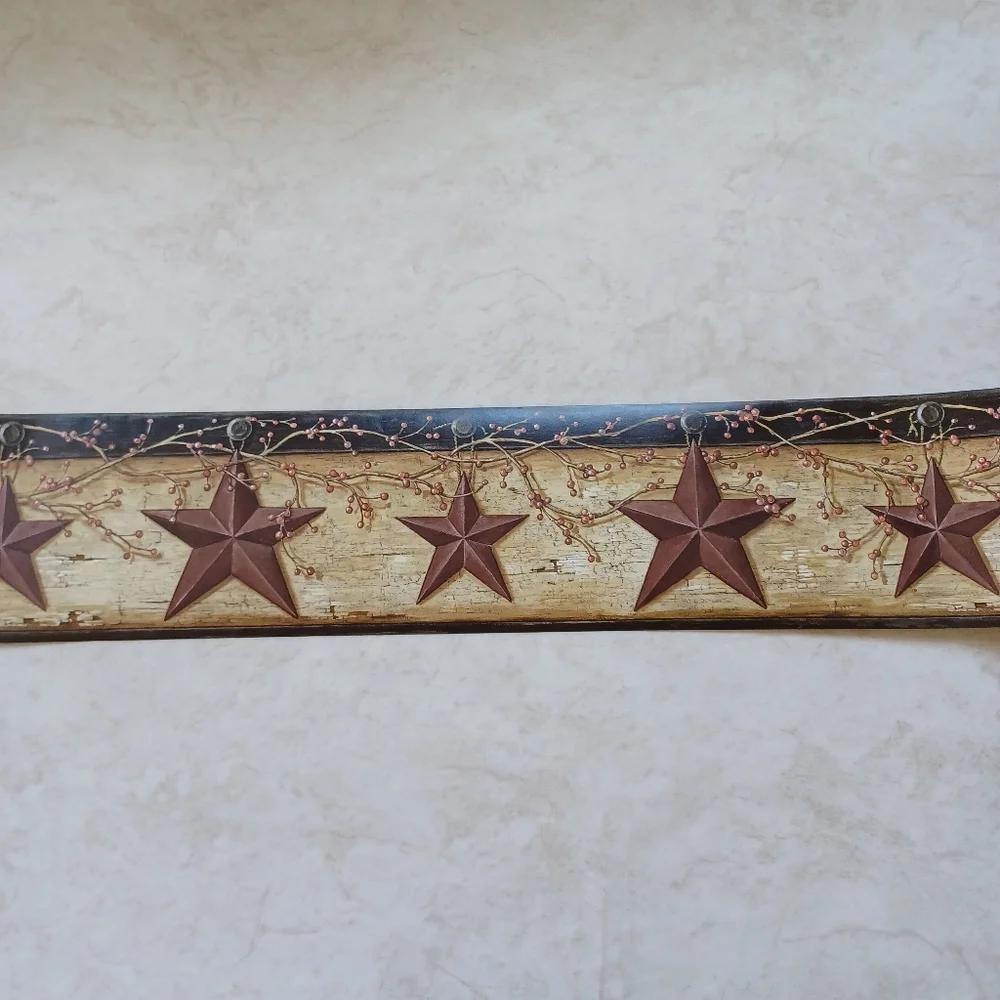 Wallpaper Border Rustic Barn Star Brick Red